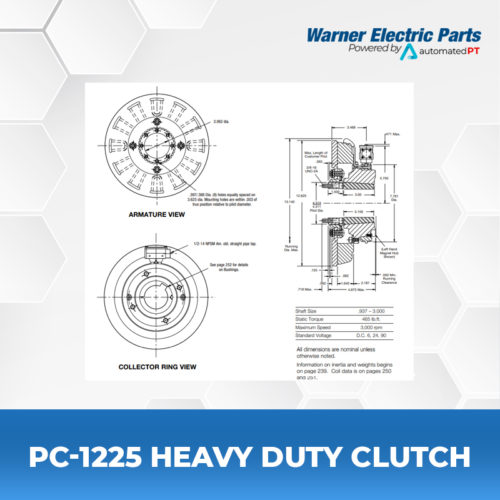 PC-1225-Heavy-Duty-Clutch-Warnerelectricparts-Customdesign-PCSeries-Diagram