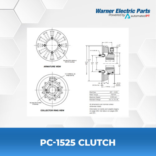 PC-1525-Clutch-Warnerelectricparts-Customdesign-PCSeries-Diagram
