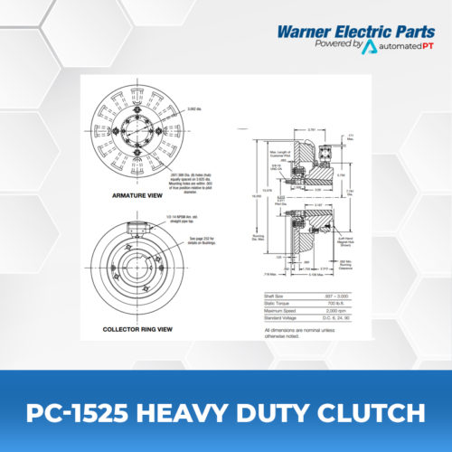 PC-1525-Heavy-Duty-Clutch-Warnerelectricparts-Customdesign-PCSeries-Diagram
