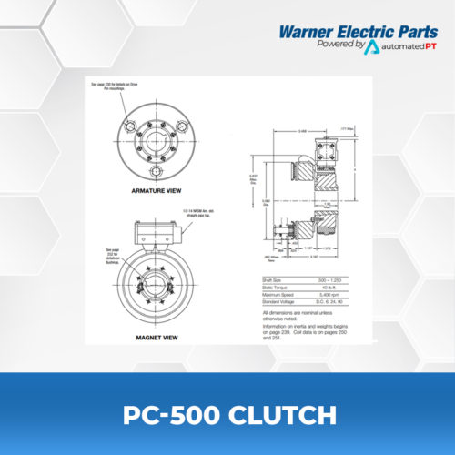 PC-500-Clutch-Warnerelectricparts-Customdesign-PCSeries-Diagram